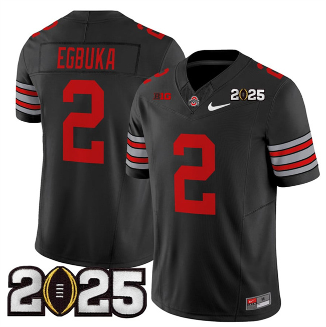 Men Ohio State Buckeyes 2 Emeka Egbuka Black 2025 CFP Final Patch F.U.S.E. Vapor Limited Stitched NCAA Jersey